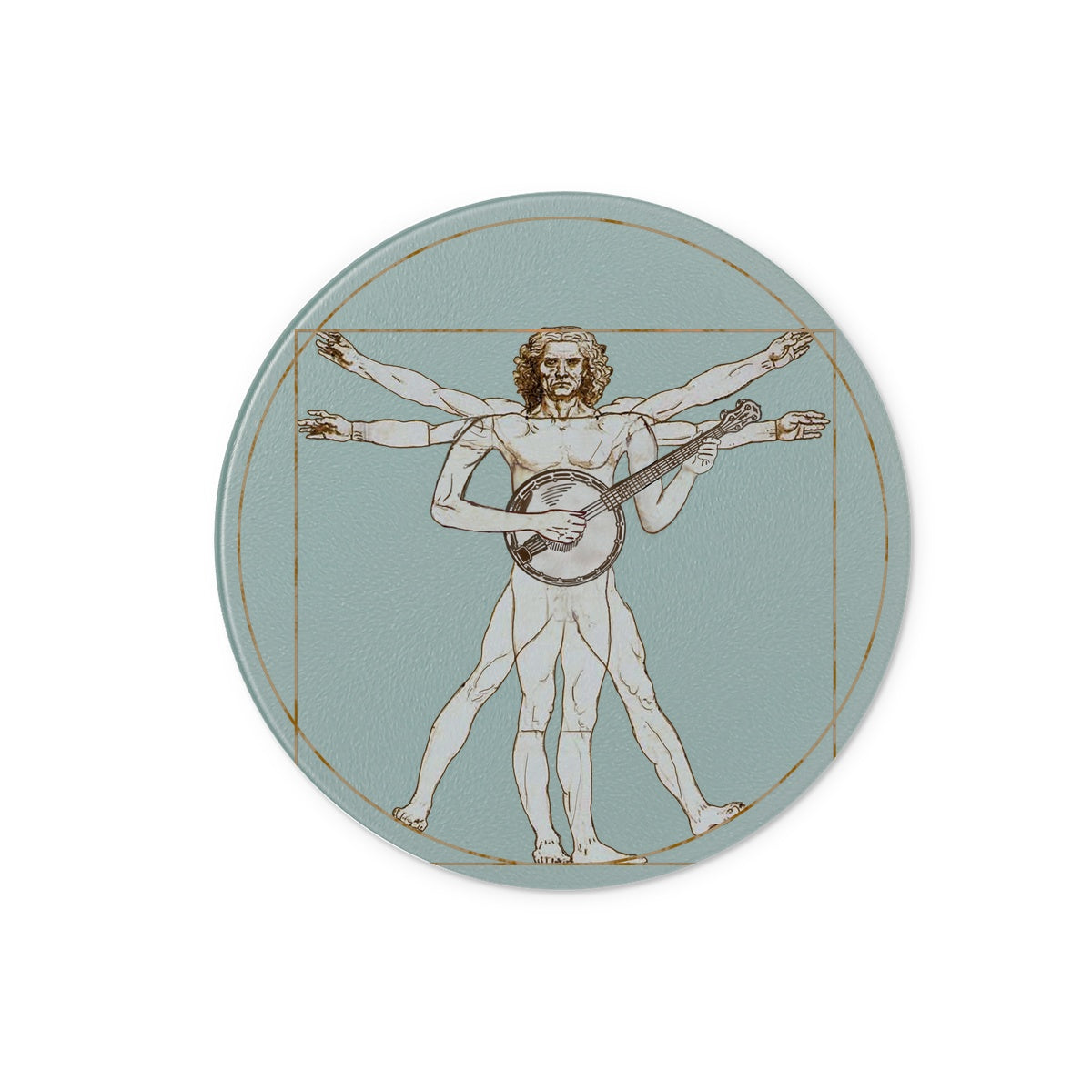 Da Vinci Vitruvian Man Banjo Glass Chopping Board