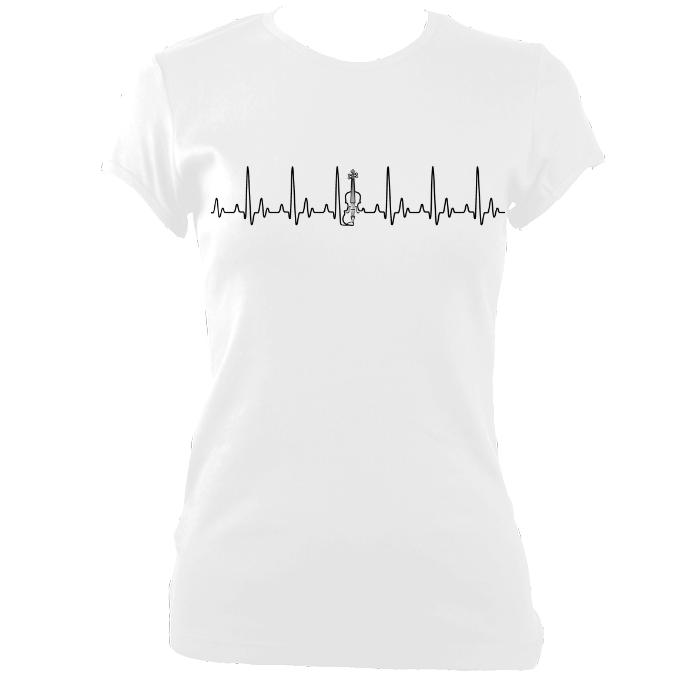 update alt-text with template Heartbeat Fiddle Ladies Fitted T-shirt - T-shirt - White - Mudchutney