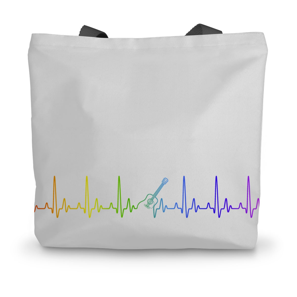 Guitar Heartbeat in Rainbow Canvas Tote Bag