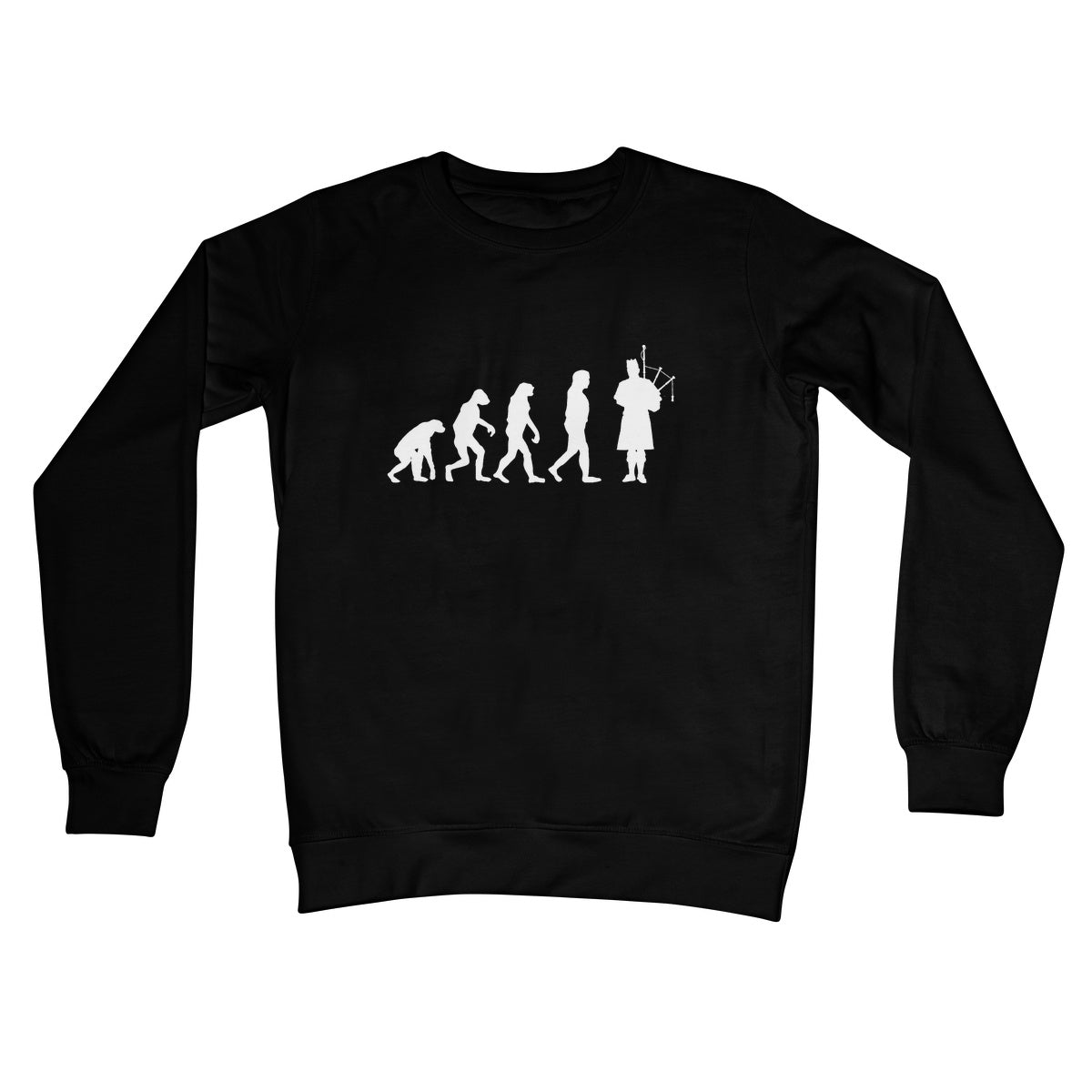 Evolution of Bagpipe players Crew Neck Sweatshirt