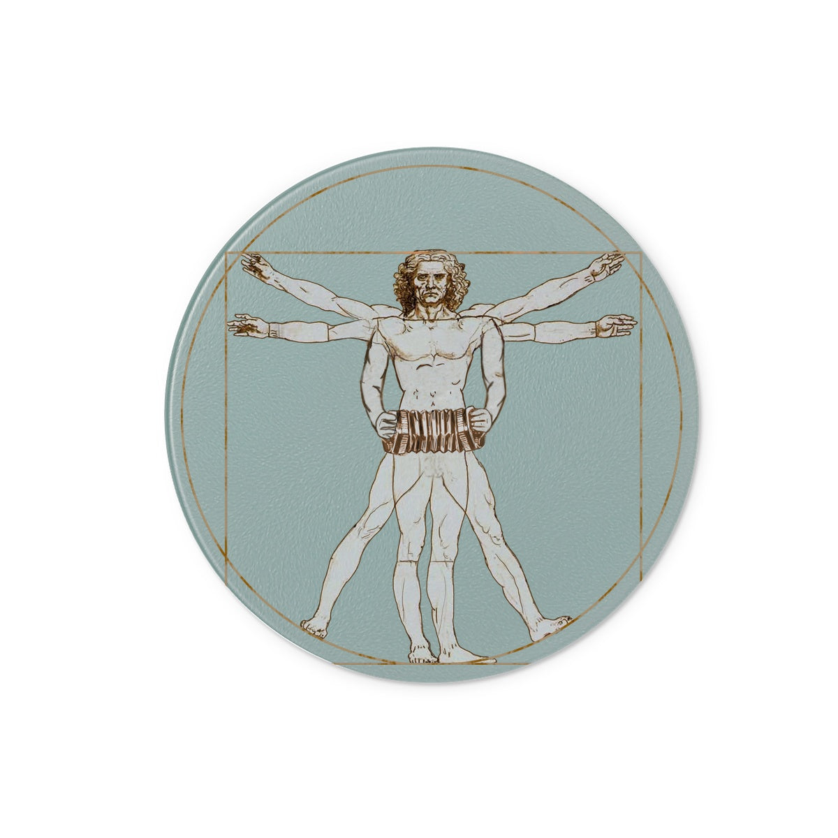 Da Vinci Vitruvian Man Concertina Glass Chopping Board