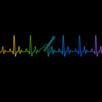Guitar Heartbeat in Rainbow Colour Hoodie-Hoodie-Mudchutney