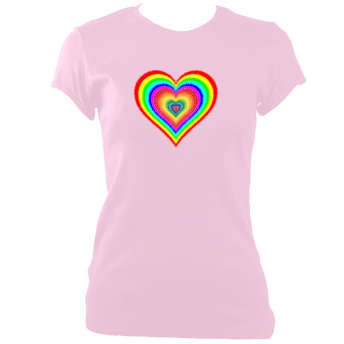 update alt-text with template Rainbow Heart Fitted T-Shirt - T-shirt - Light Pink - Mudchutney
