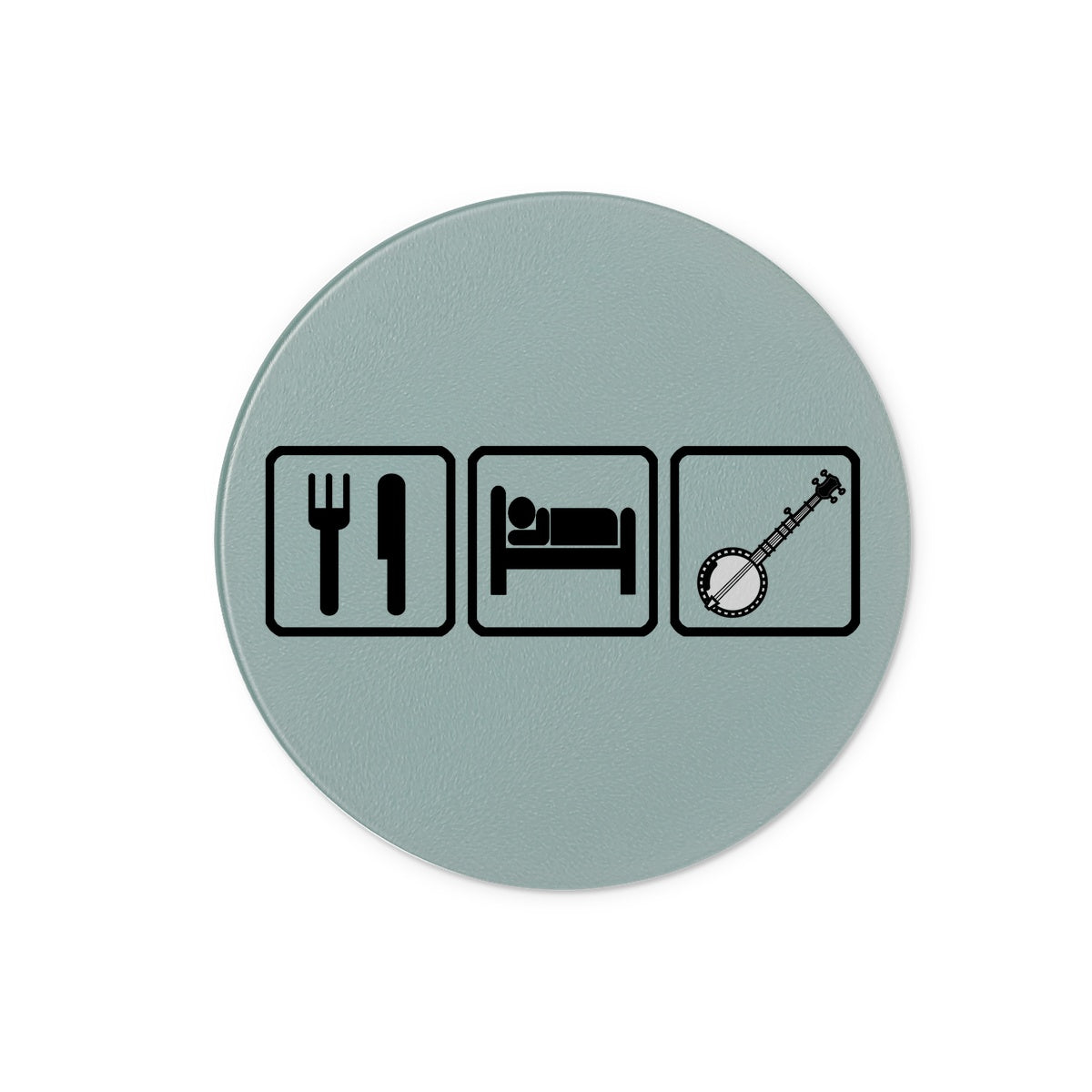 Eat Sleep & Play Banjo Glass Chopping Board