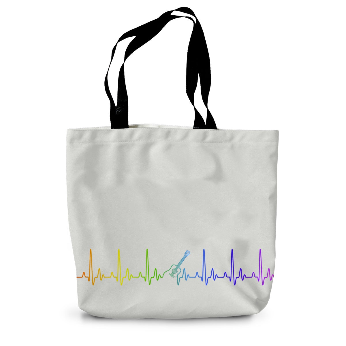 Guitar Heartbeat in Rainbow Canvas Tote Bag