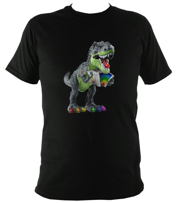 Rainbow Dinosaur Playing Accordion T-shirt