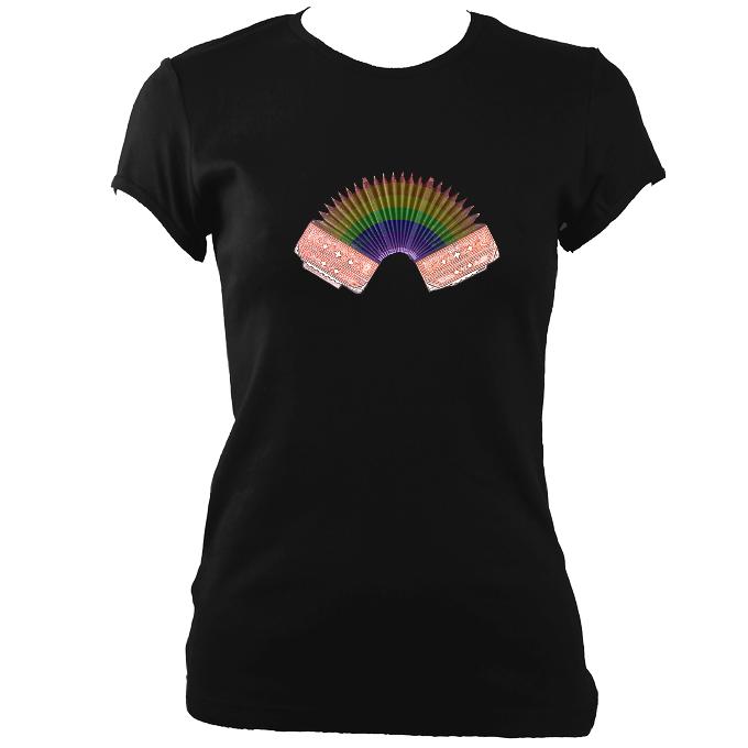 Rainbow Accordion Ladies Fitted T-shirt - T-shirt - Black - Mudchutney