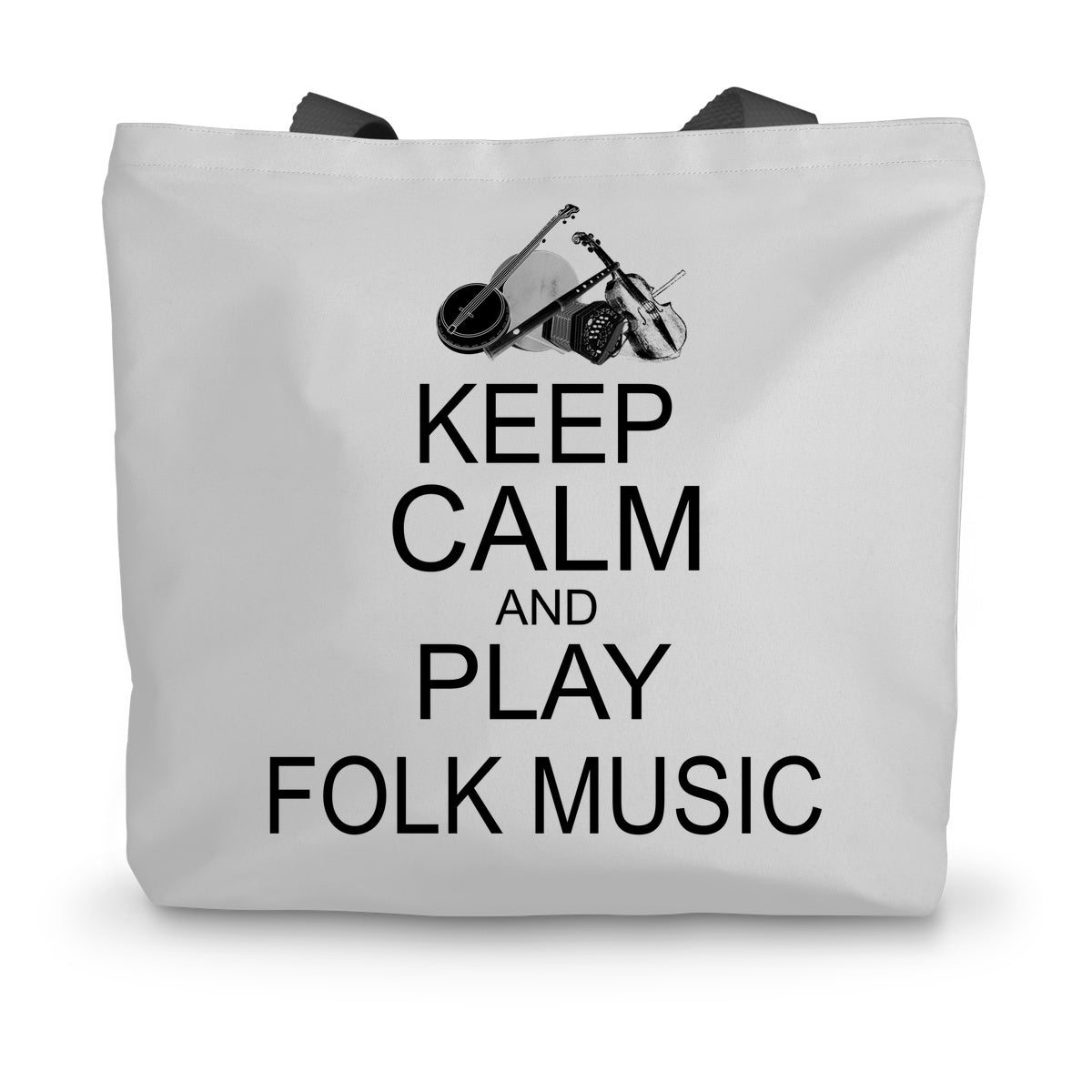 Keep Calm & Play Folk Music Canvas Tote Bag