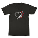 Navy Musical Heart Flower T-Shirt in size: S