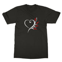Navy Musical Heart Flower T-Shirt in size: S