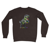 Rainbow Dinosaur Playing Accordion Crew Neck Sweatshirt