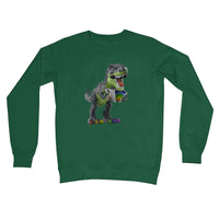 Rainbow Dinosaur Playing Accordion Crew Neck Sweatshirt