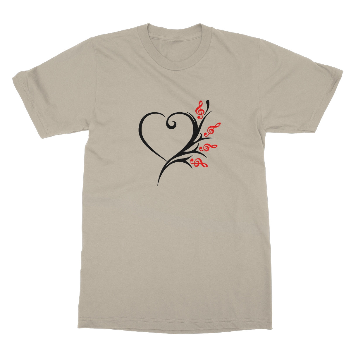 White Musical Heart Flower T-Shirt in size: S