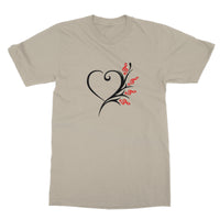 White Musical Heart Flower T-Shirt in size: S