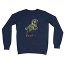 Rainbow Dinosaur Playing Accordion Crew Neck Sweatshirt