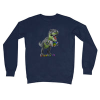 Rainbow Dinosaur Playing Accordion Crew Neck Sweatshirt