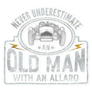  Never underestimate an old man with an allard Sticker in size: 14"x14"