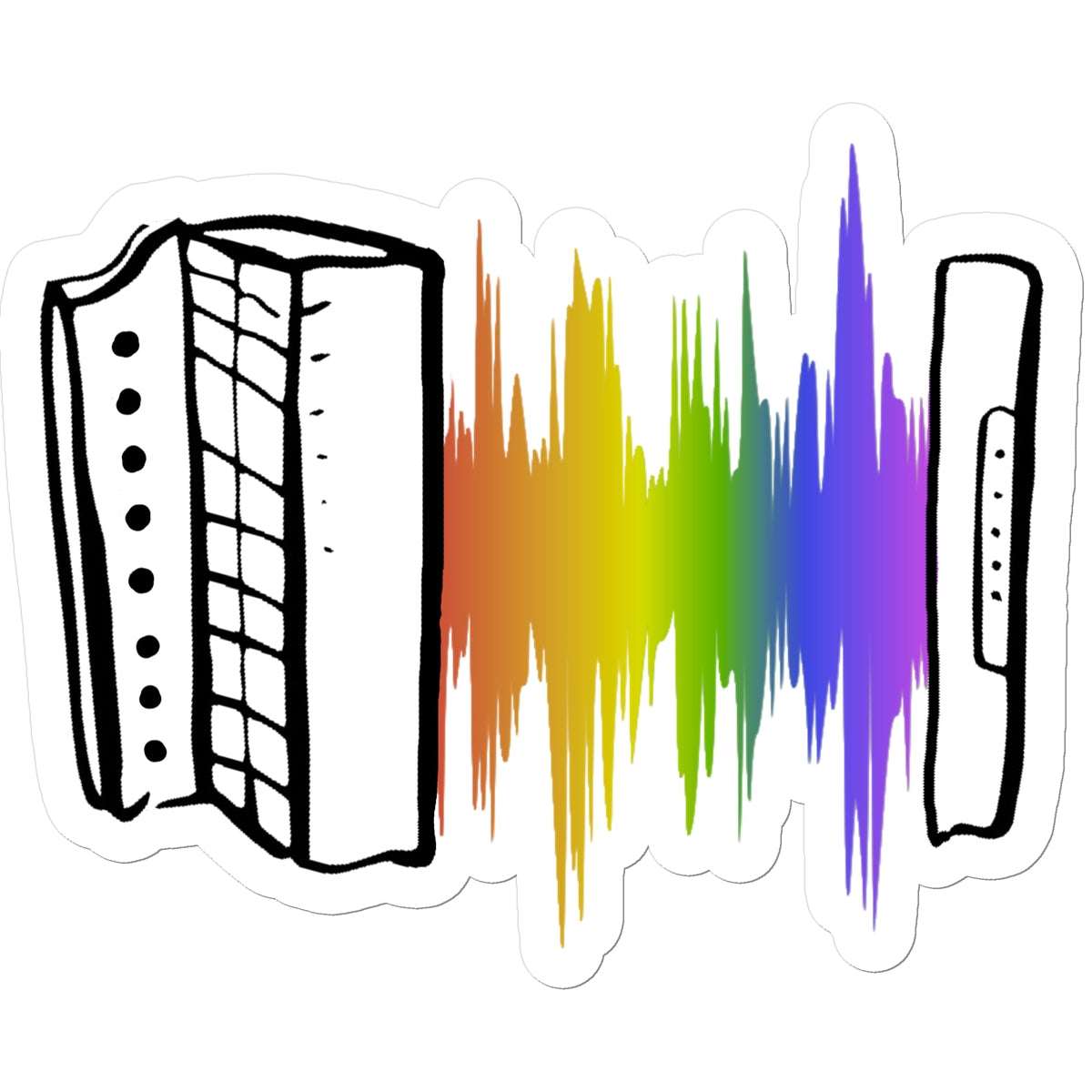  Rainbow Soundwave Melodeon Sticker in size: 5.5"x5.5"