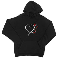 Jet Black Musical Heart Flower Hoodie in size: XS