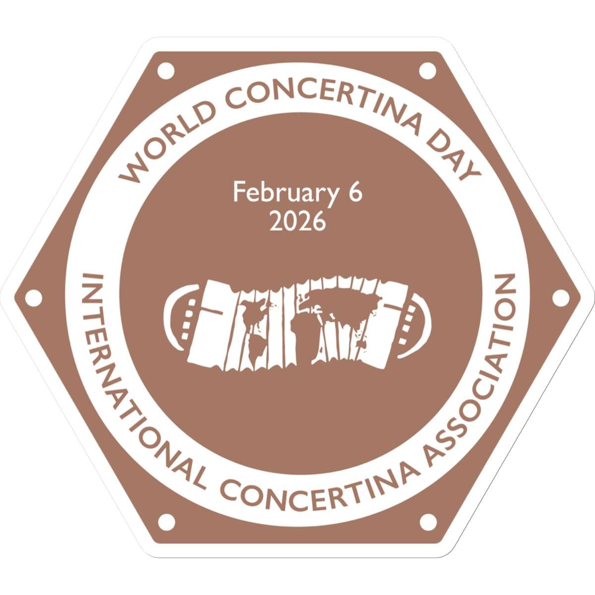  World Concertina Day 2026 Sticker in size: 8.5"x8.5"