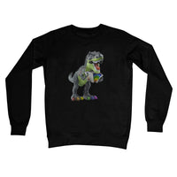 Rainbow Dinosaur Playing Accordion Crew Neck Sweatshirt