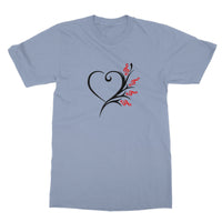 Navy Musical Heart Flower T-Shirt in size: L