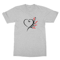 Black Musical Heart Flower T-Shirt in size: L