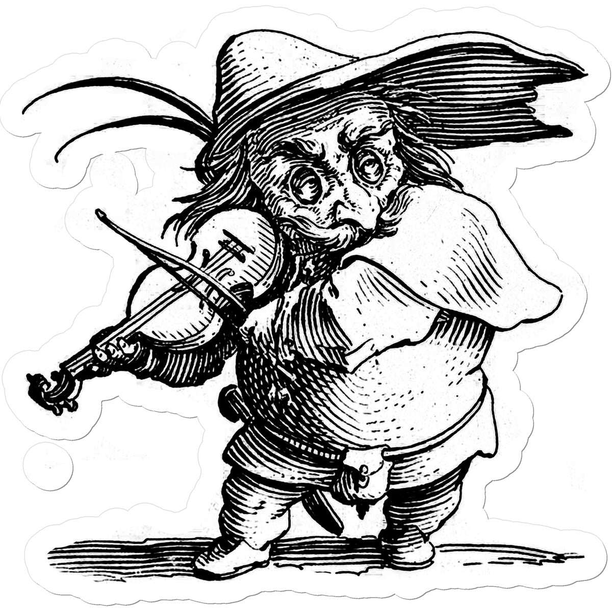  Goblin Playing Fiddle Sticker in size: 5.5"x5.5"