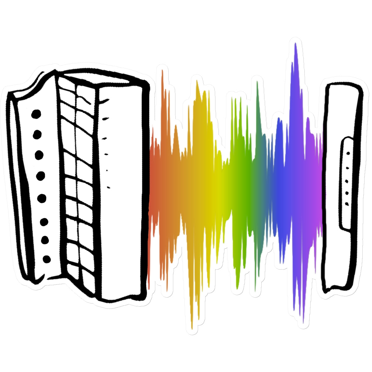  Rainbow Soundwave Melodeon Sticker in size: 14"x14"