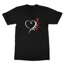 Black Musical Heart Flower T-Shirt in size: S