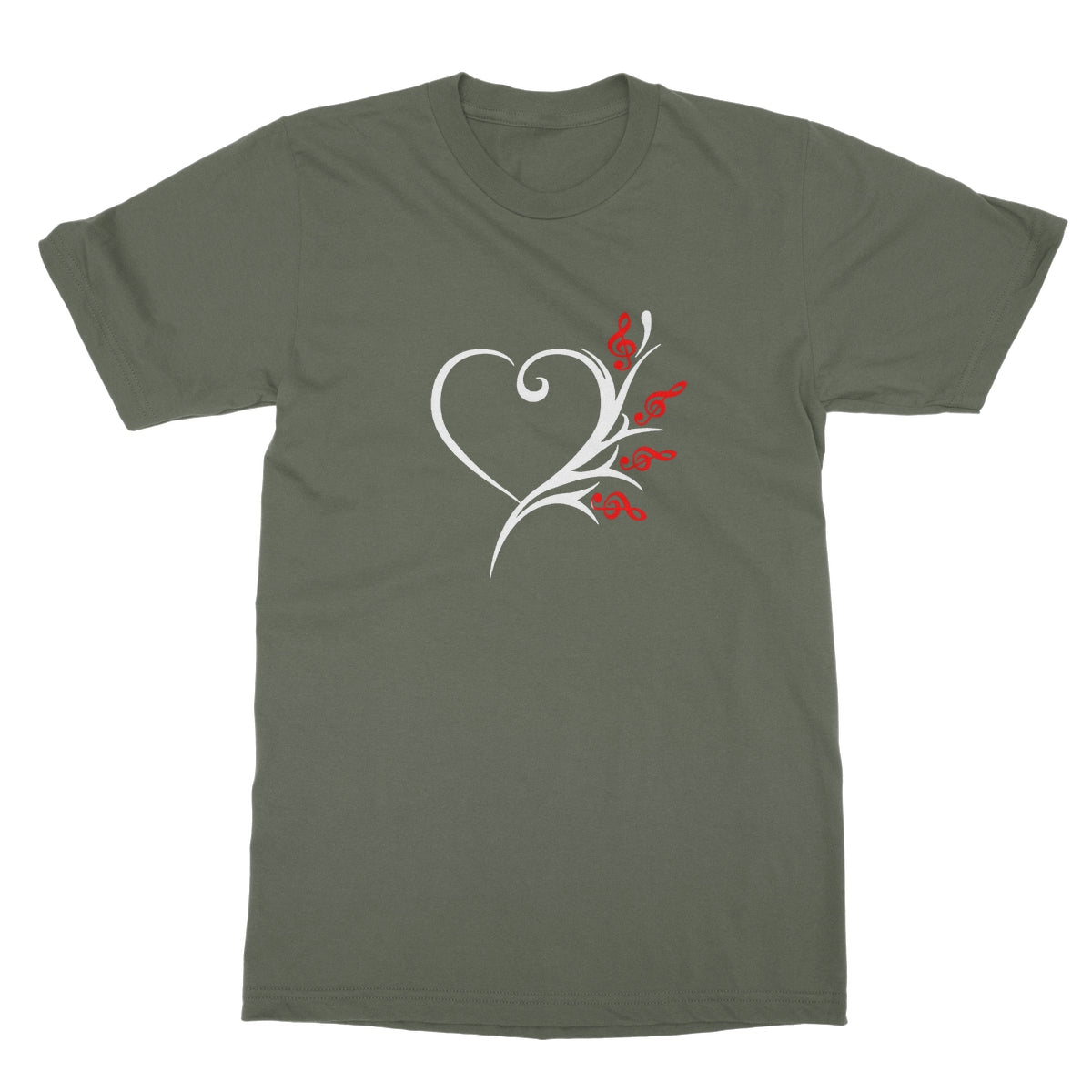 Navy Musical Heart Flower T-Shirt in size: 2XL