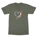 Navy Musical Heart Flower T-Shirt in size: 2XL