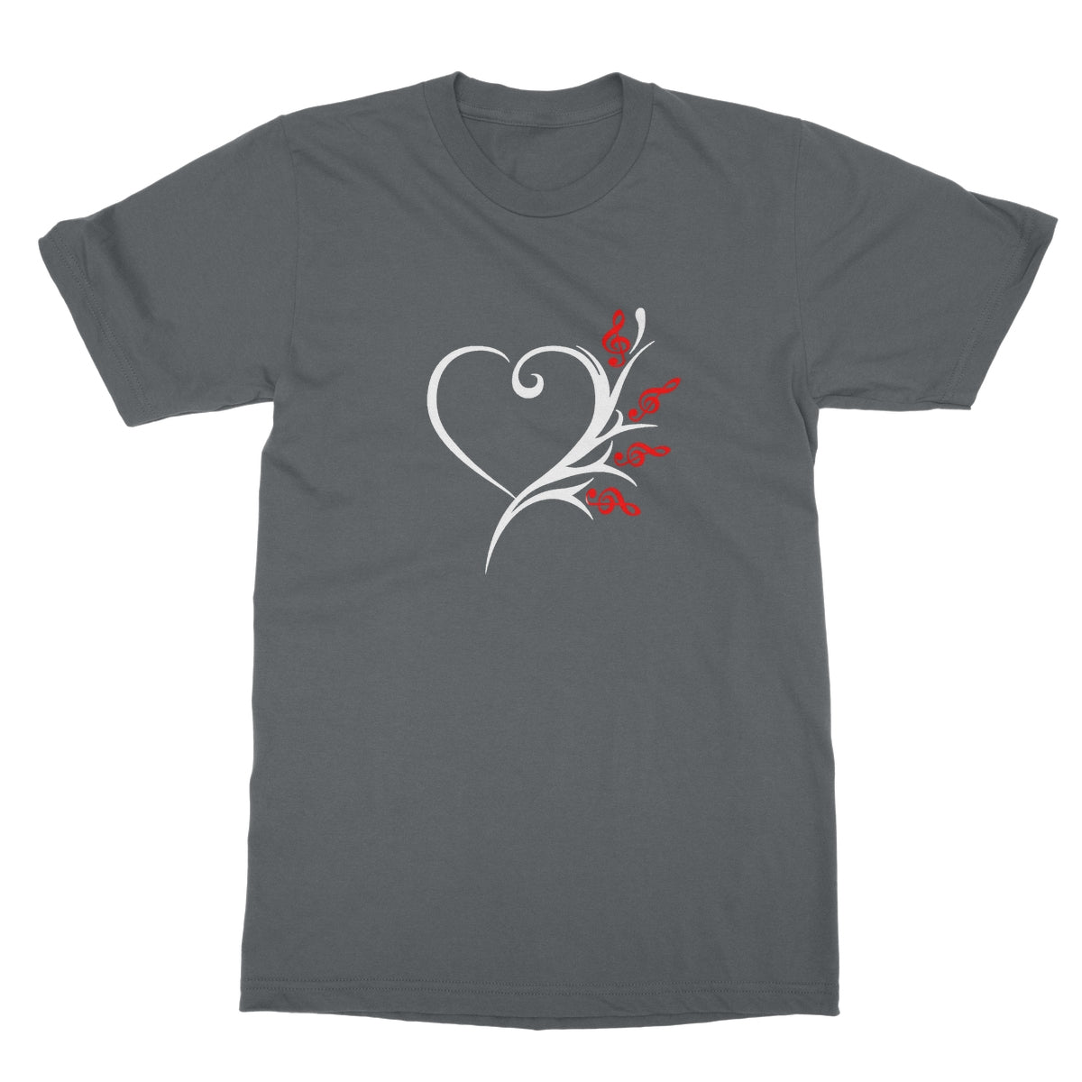 Sport Grey Musical Heart Flower T-Shirt in size: XL