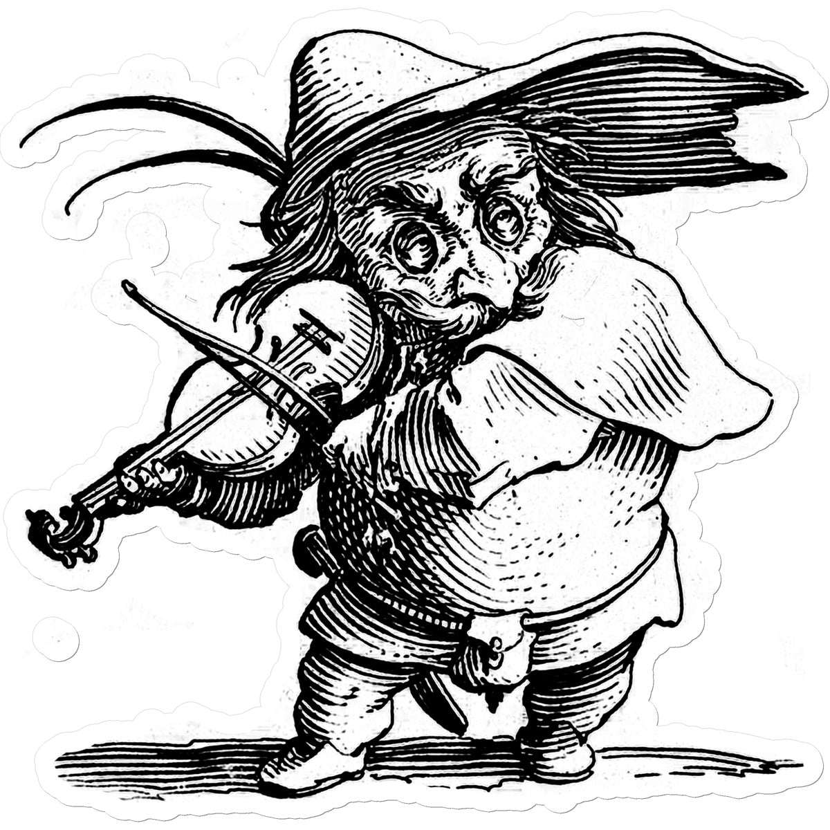  Goblin Playing Fiddle Sticker in size: 8.5"x8.5"