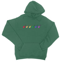 Rainbow Coloured Row of Guitars Hoodie
