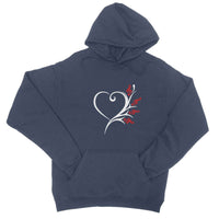 Jet Black Musical Heart Flower Hoodie in size: XL