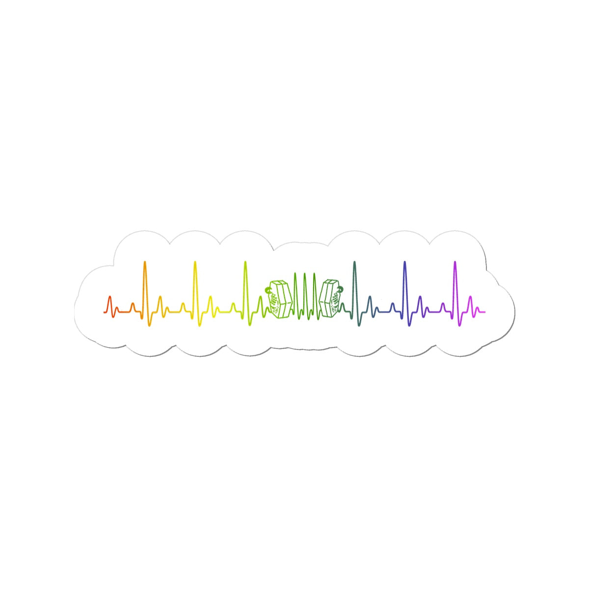 Rainbow Heartbeat Concertina Sticker
