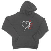 Jet Black Musical Heart Flower Hoodie in size: M