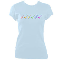 update alt-text with template Rainbow of Banjos Ladies Fitted T-shirt - T-shirt - Light Blue - Mudchutney