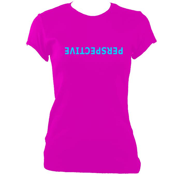 update alt-text with template Perspective Upside Down Ladies Fitted T-shirt - T-shirt - Heliconia - Mudchutney