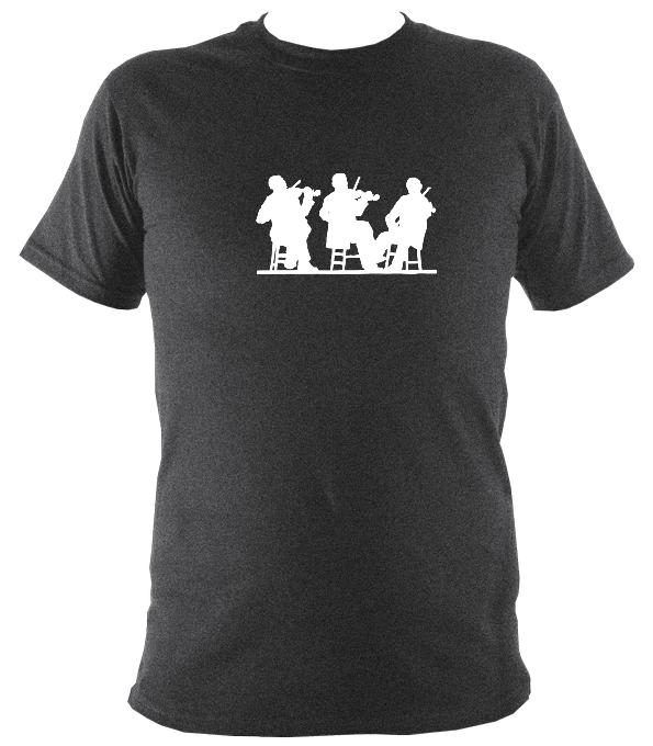 Three Fiddlers Silhouette T-shirt - T-shirt - Dark Heather - Mudchutney