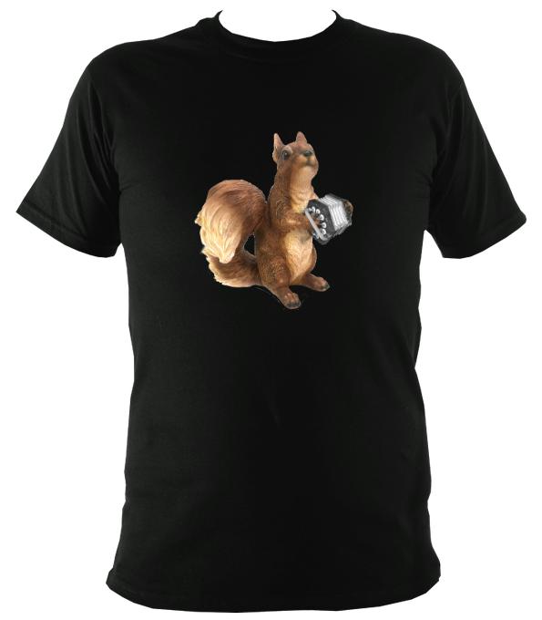 Concertina Playing Squirrel T-shirt - T-shirt - Black - Mudchutney