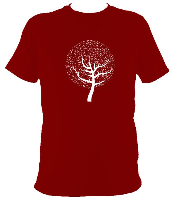 Musical Notes Tree T-shirt - T-shirt - Cardinal Red - Mudchutney