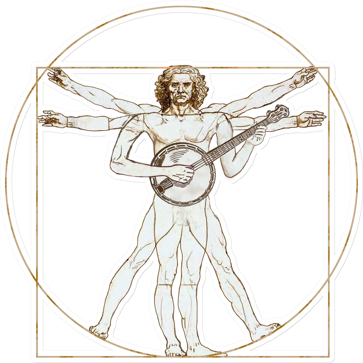 Da Vinci Vitruvian Man Banjo Sticker