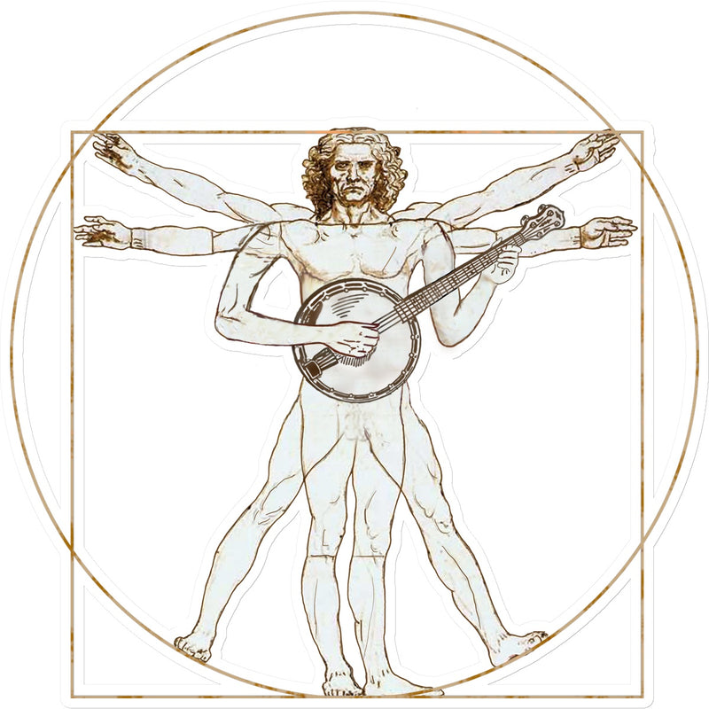 Da Vinci Vitruvian Man Banjo Sticker