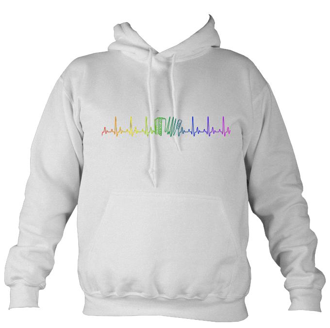Heartbeat Melodeon in Rainbow Colours Hoodie-Hoodie-Ash-Mudchutney