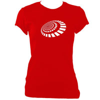 update alt-text with template Spiral Blocks Ladies Fitted T-shirt - T-shirt - Red - Mudchutney