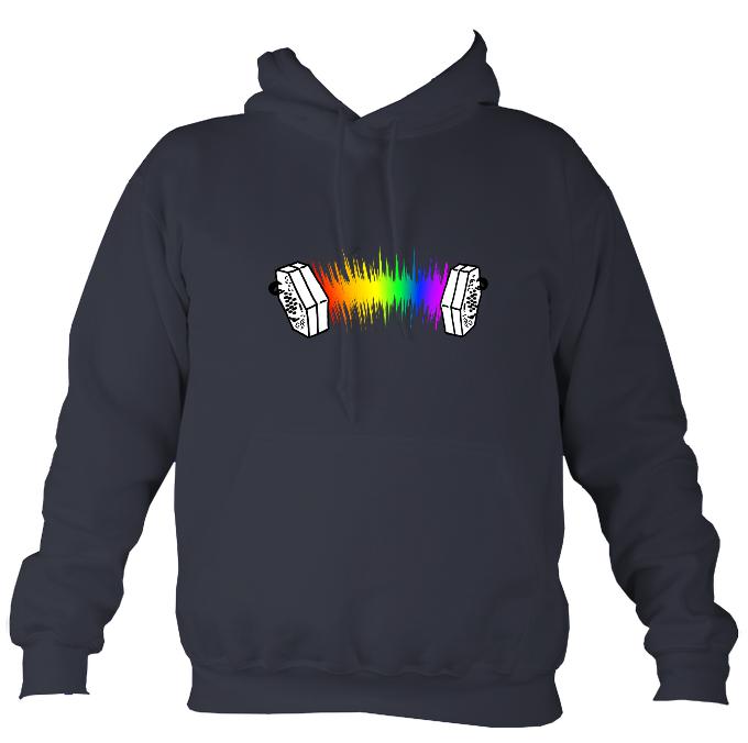 Rainbow Sound Wave Concertina Hoodie-Hoodie-Denim-Mudchutney