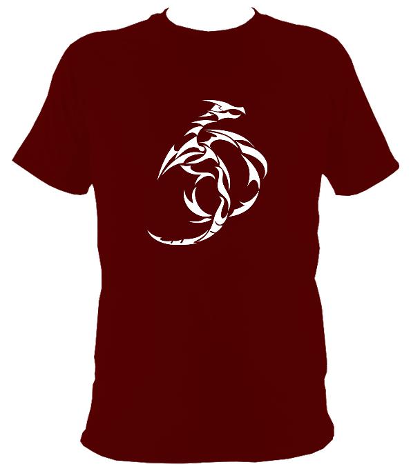 Tribal Dragon T-shirt - T-shirt - Maroon - Mudchutney