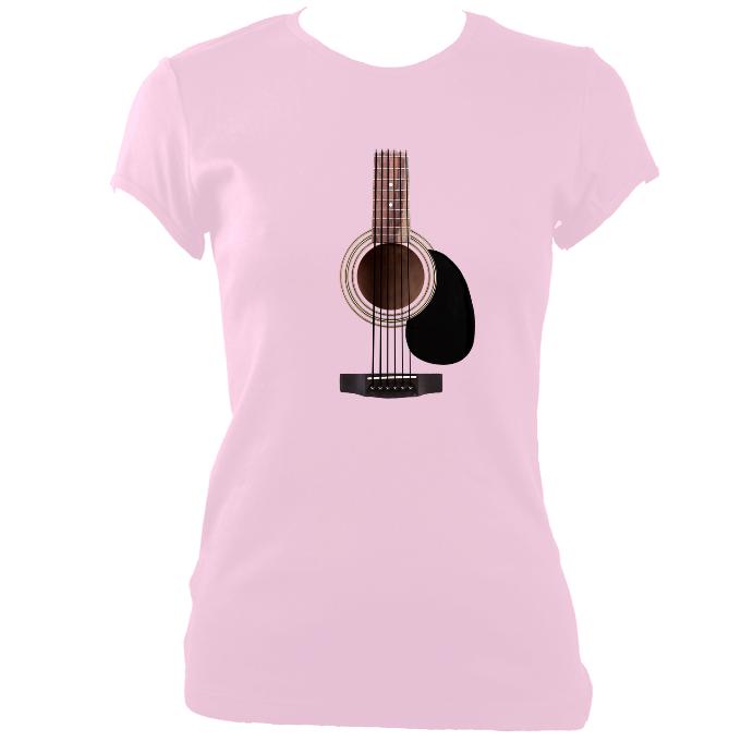 update alt-text with template Guitar Strings and Neck Ladies Fitted T-shirt - T-shirt - Light Pink - Mudchutney